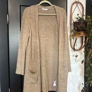 Cozy Tan Open-Front Sweater